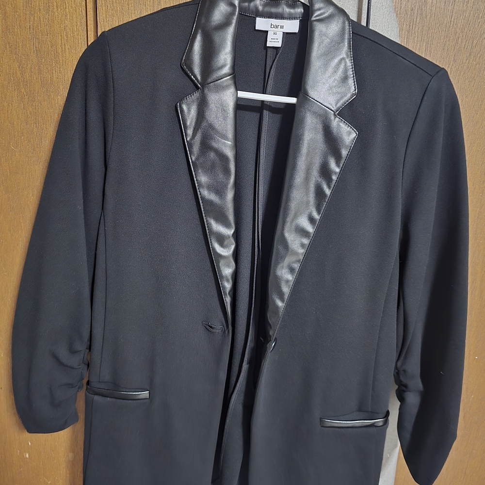 Bar III Black Jacket with Satin Detail